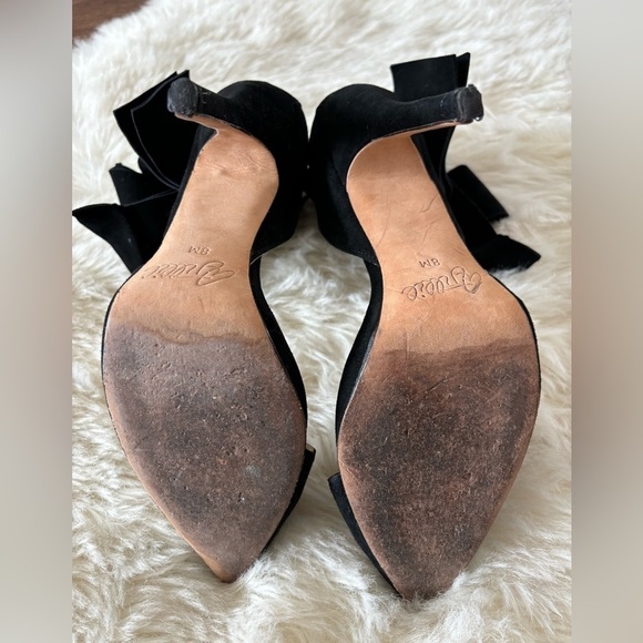 AMINAH ABDUL JILLIL Black Suede Bow Pumps  High Heels Sandals Shoes 8M - Picture 10 of 16